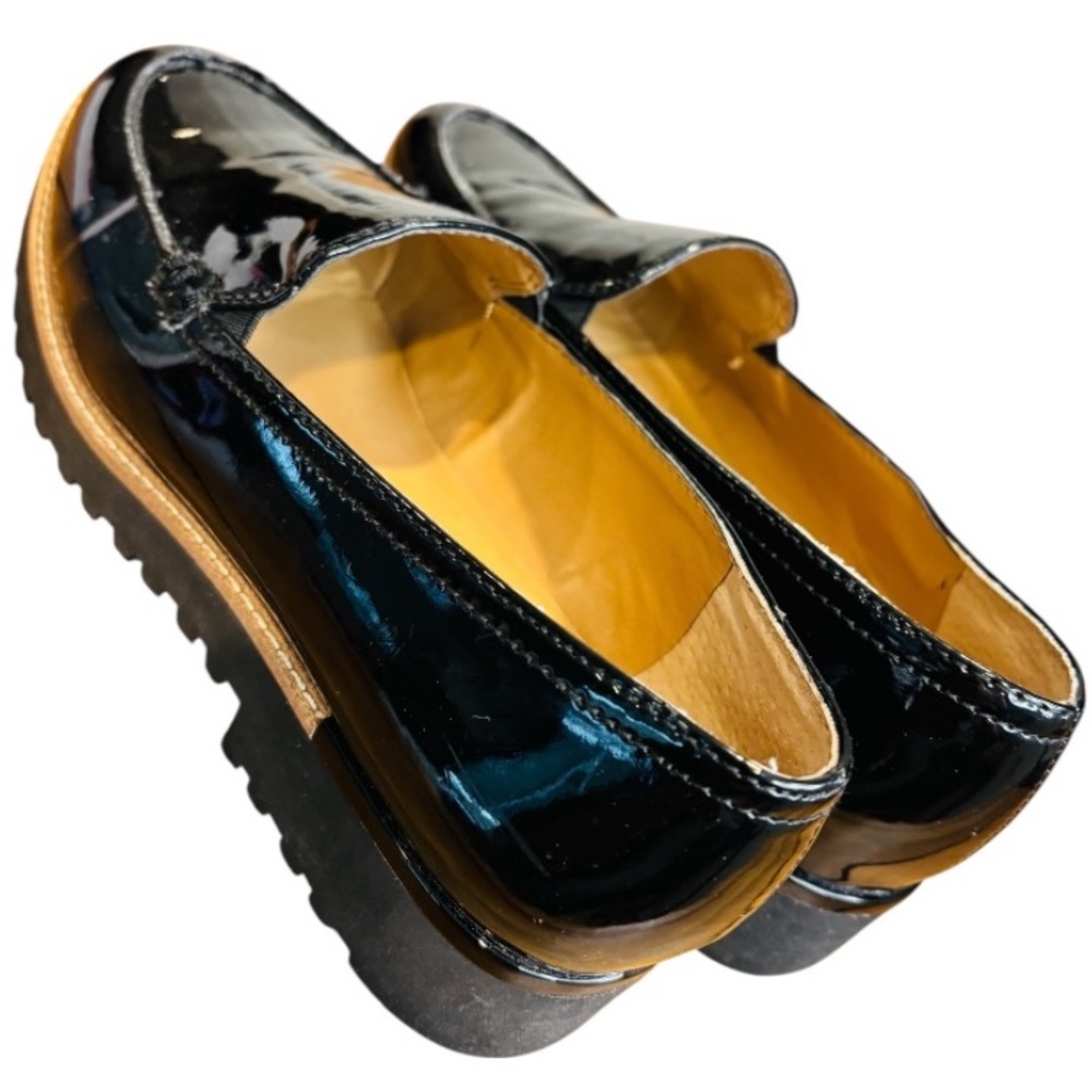 Franco Sarto Women’s Cypress Black Shiny Slip On Chunk Lug Loafers Size 6.5 - Picture 8 of 11